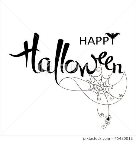 Happy Halloween banner on a white background Happy Halloween banner on a white background 45480018