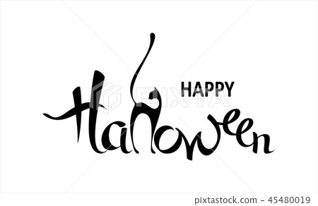 Happy Halloween banner on a white background Happy Halloween banner on a white background 45480019