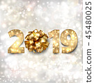 Happy New Year banner with gold numbers 2019  45480025