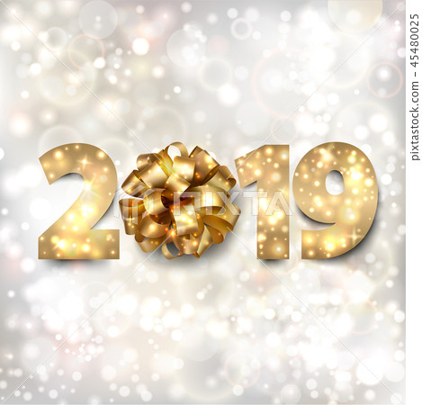 Happy New Year banner with gold numbers 2019 Happy New Year banner with gold numbers 2019 45480025