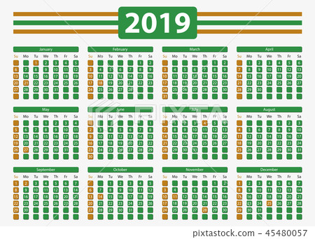 USA calendar 2019 with official holidays, 5x7 in USA calendar 2019 with official holidays, 5x7 in 45480057