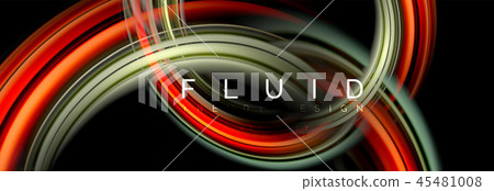 Mixing color waves on black, liquid flowing shapes 45481008