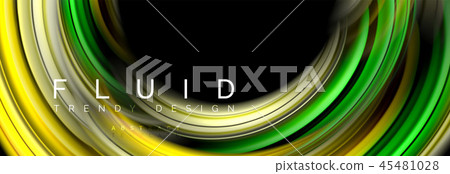 Background abstract design, flowing mixing liquid color waves on black 45481028
