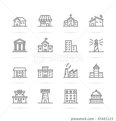 building and real estate vector line icons - Stock Illustration ...