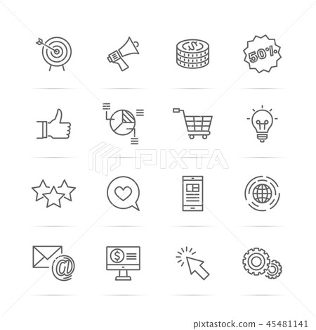 digital marketing vector line icons - Stock Illustration [45481141] - PIXTA