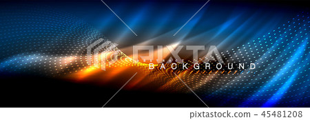 Liquid neon flowing waves, glowing light lines background 45481208