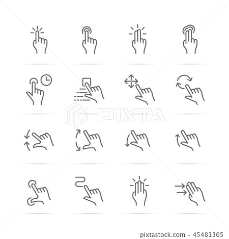 touch screen gesture vector line icons 45481305