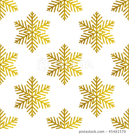 Pattern with golden snowflakes - Stock Illustration [45481570] - PIXTA