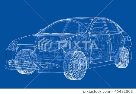 Concept car. Vector rendering of 3d Concept car. Vector rendering of 3d 45481808