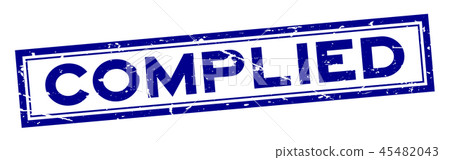 Grunge blue complied word square rubber stamp 45482043