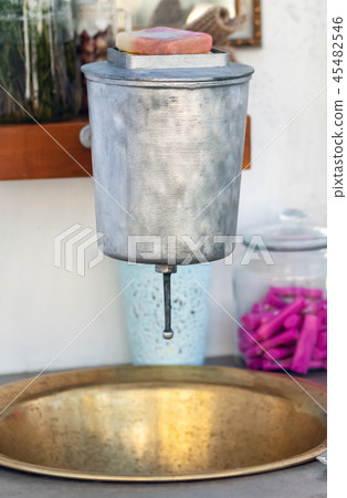 Vintage steel and brass washstand 45482546