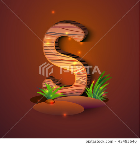 Wooden letter "S" decorated with grass Wooden letter "S" decorated with grass 45483640