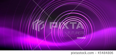 Dark abstract background with glowing neon circles Dark abstract background with glowing neon circles 45484806