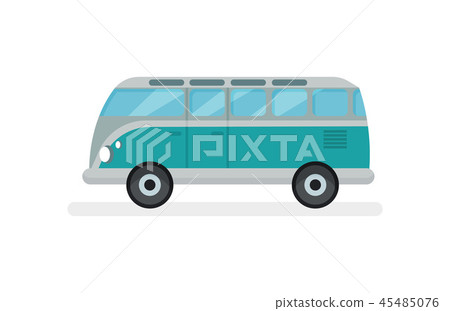Flat vector icon small retro van. Motor vehicle for road trip. Urban transport. Automobile theme 45485076