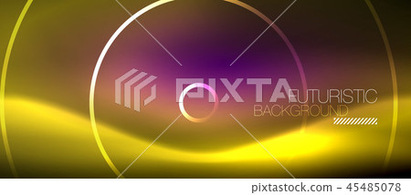 Neon glowing techno lines, hi-tech futuristic abstract background template with square shapes Neon glowing techno lines, hi-tech futuristic abstract background template with square shapes 45485078