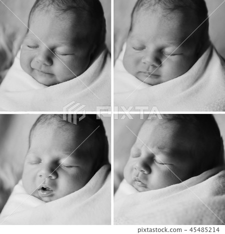 4 baby newborn faces close-up 4 baby newborn faces close-up 45485214