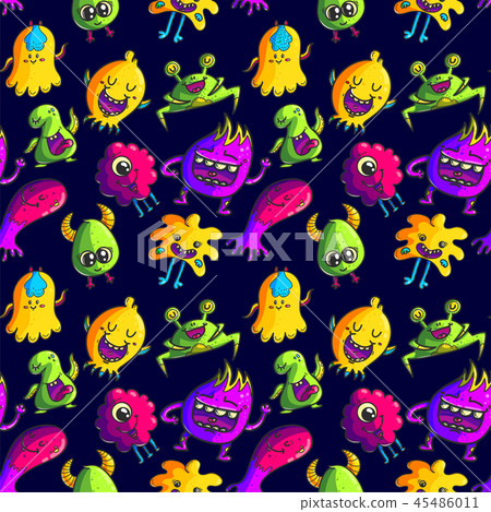Cute monsters  seamless pattern 45486011