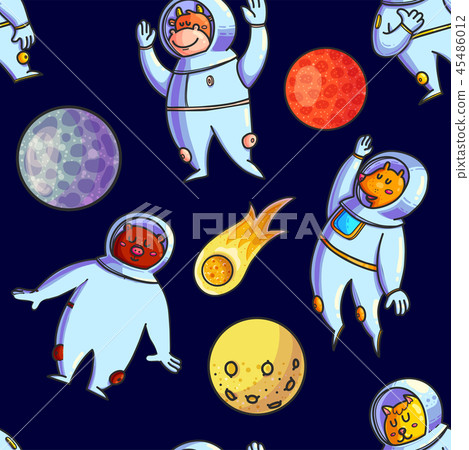 Space hand drawn vector seamless pattern Space hand drawn vector seamless pattern 45486012