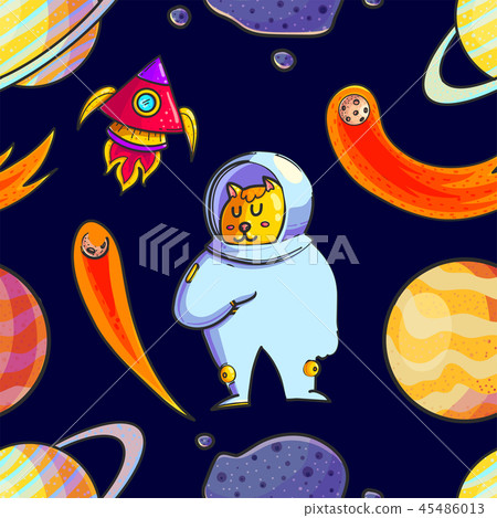 Space hand drawn seamless pattern Space hand drawn seamless pattern 45486013