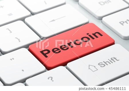 Blockchain concept: Peercoin on computer keyboard background Blockchain concept: Peercoin on computer keyboard background 45486111