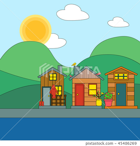 Spring landscape. Vector illustration  45486269