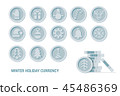 Christmas Cryptocurrency logo set - Santa Claus hat, bell, gingerbread man, ball, deer, snowman 45486369