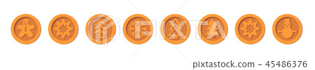Santa Claus crypto currency Christmas winter new year holiday coins bronze vector set for Christmas Santa Claus crypto currency Christmas winter new year holiday coins bronze vector set for Christmas 45486376