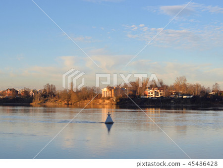 Neva River on the outskirts of St. Petersburg. Neva River on the outskirts of St. Petersburg. 45486428