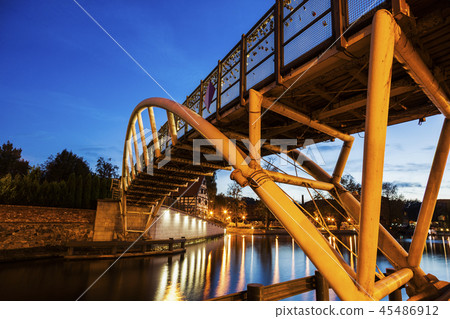 Small bridge on Brda River in Bydgoszcz 45486912
