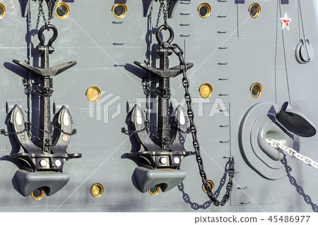 Anchors aboard a cruiser. 45486977
