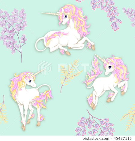 Seamless pattern, background with unicorn Seamless pattern, background with unicorn 45487115