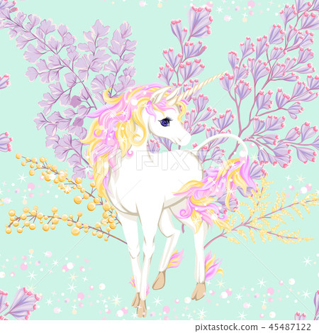 Seamless pattern, background with unicorn 45487122