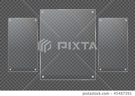 Glass plates are installed. Vector glass banners on a transparent background. Glass. Glass paintings Glass plates are installed. Vector glass banners on a transparent background. Glass. Glass paintings 45487391