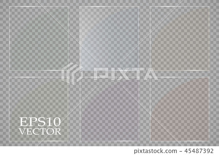 Glass plates are installed. Vector glass banners on a transparent background. Glass. Glass paintings 45487392