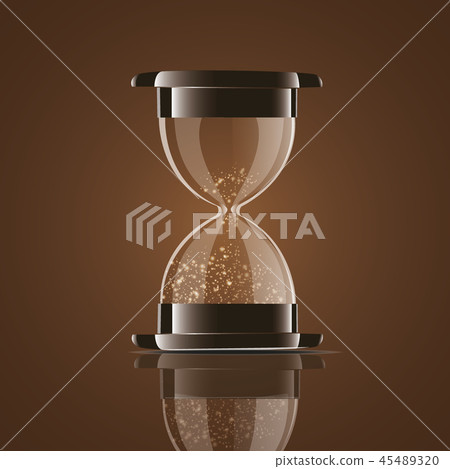 True transparent sand hourglass isolated on white background. Simple and elegant sand-glass timer True transparent sand hourglass isolated on white background. Simple and elegant sand-glass timer 45489320