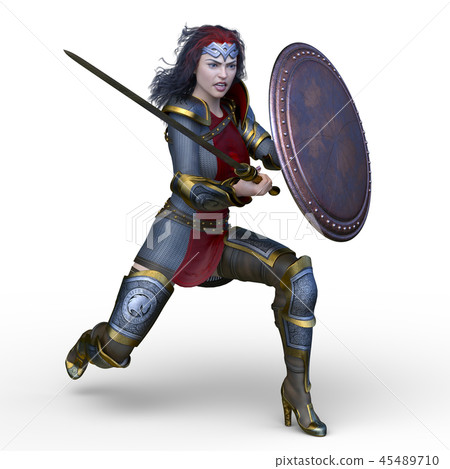 Fighting Female Warrior - Stock Illustration [45489710] - PIXTA