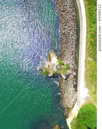 One of Japan's three scenic spots "Matsushima Bay" - Aerial photograph at drone (Miyagi prefecture Higashi Matsushima city Miyado character Kashikiyama) 45490112