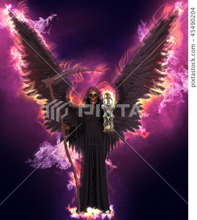 Angel of death on abstract fantasy background 3d illustration Angel of death on abstract fantasy background 3d illustration 45490204