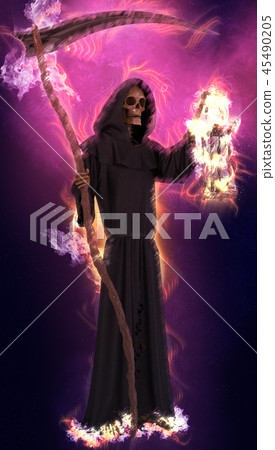 Angel of death on abstract fantasy background 3d illustration 45490205