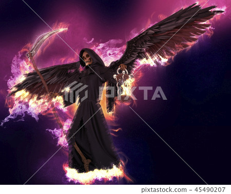 Angel of death on abstract fantasy background 3d illustration Angel of death on abstract fantasy background 3d illustration 45490207