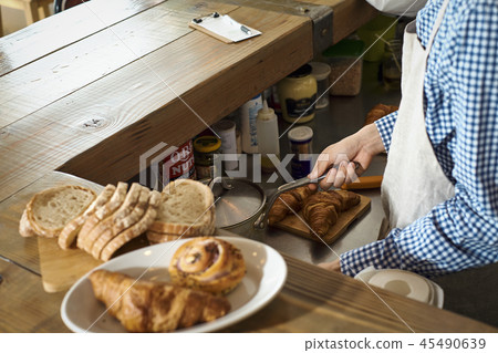 Staff working at a cafe 45490639