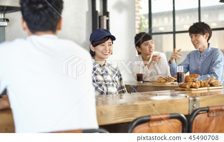 Staff working at a cafe Staff working at a cafe 45490708