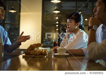 A couple to relax at a cafe A couple to relax at a cafe 45490992