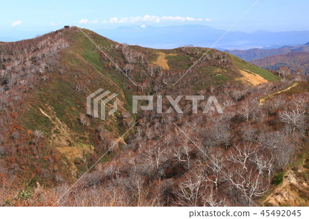 The road to the top of the Tohoku Iide mountain range Iideno mountain Autumn 45492045
