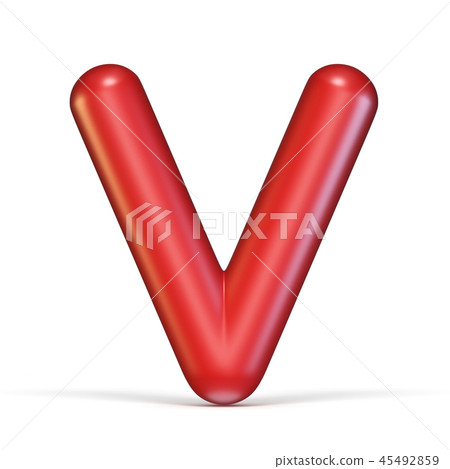 Red glossy font Letter V 3D Red glossy font Letter V 3D 45492859