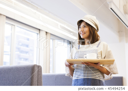 咖啡廳餐廳女性年輕女性所有者所有者餐廳職員兼職部分 45494254