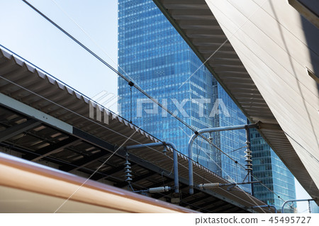 view to tokyo city skyscraper from railway view to tokyo city skyscraper from railway 45495727