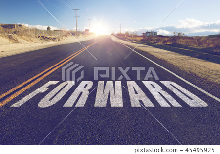 close up of word forward on suburban asphalt road 45495925