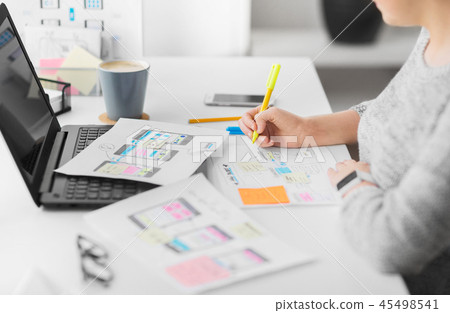 web designer working on user interface at office 45498541