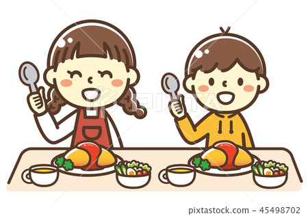 孩子吃煎蛋捲飯 45498702